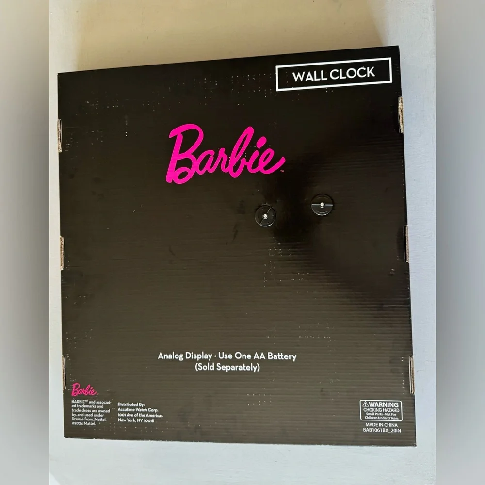 NWT Barbie Clock Wall Silhouette Pink XL Hanging Clock 18